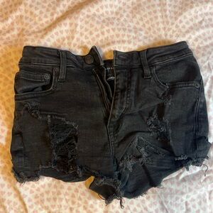 Aeropostale Black Distressed Denim Shorts